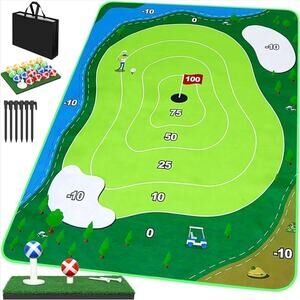 6x5ft Golf Chipping Game Mat Set - Battle Royale Backyard Game 20 Balls & Mat